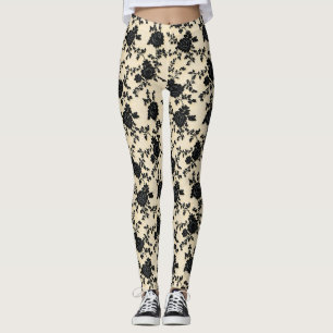 Leggings Fleurs de dentelle noire