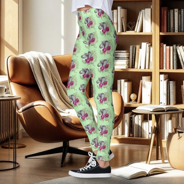 Leggings Fleurs de lotus henné éléphant (Créateur téléchargé)