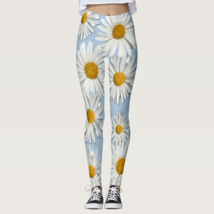 Leggings Fleurs de marguerite branchées Hippie en fleurs bl