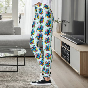 Leggings Fleurs de papillon bleu Dragon