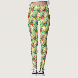 Leggings Fleurs de perroquets tropicaux de la Jungle d'été