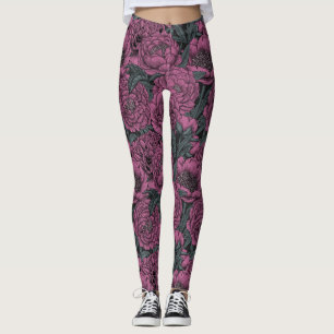 Leggings Fleurs de pivoines violettes