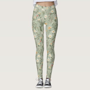 Leggings Fleurs de prairie sur vert