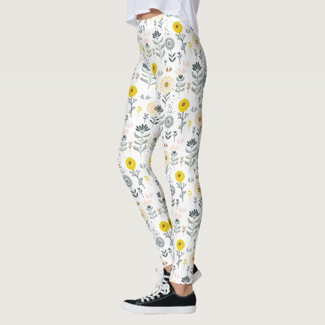 Leggings Fleurs de printemps mignonnes motif (Gauche)
