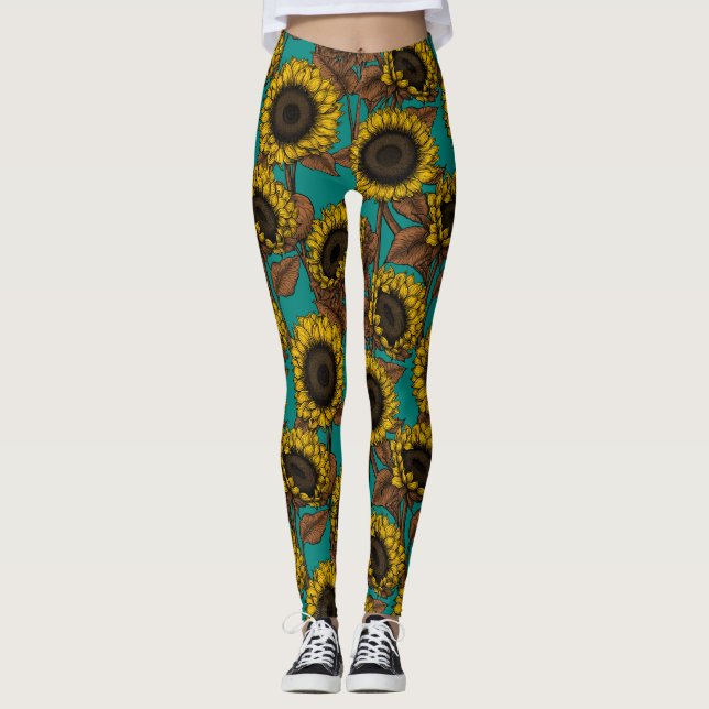 Leggings Fleurs de soleil (Devant)