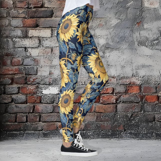 Leggings Fleurs de soleil Art Nouveau (Art Nouveau Sunflowers Leggings)