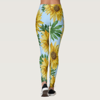 Leggings fleurs de soleil et feuilles tropicales