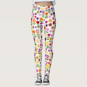 Leggings Fleurs de style scandinave Grand Motif