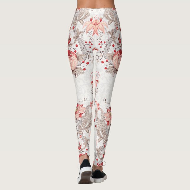 Leggings Fleurs de vigne délicates pattes motifs sans soudu (Dos)