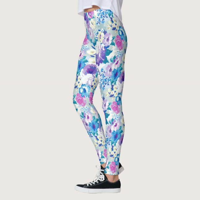 Leggings Fleurs d'été colorées Motif (Gauche)