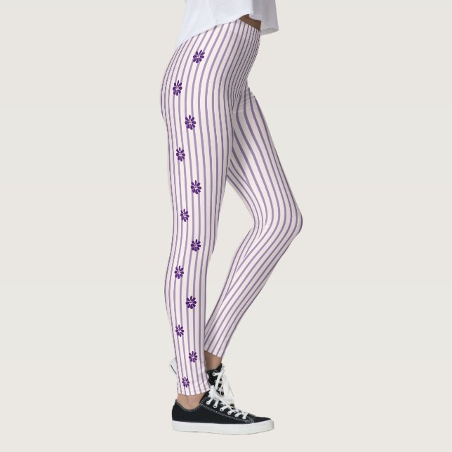 Leggings Fleurs d'Indigo branchées aux rayures violettes et (Droite)