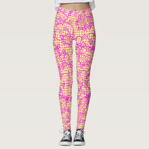 Leggings Fleurs d'indigo lumineuses sur Net.01.b Jaune.BG