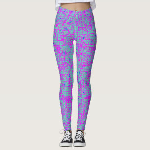 Leggings Fleurs d'indigo lumineuses sur Net.01.b LBlue BG