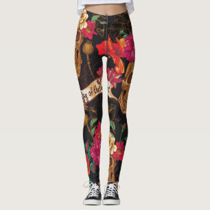 Leggings Fleurs du crâne Jour Arrière - plan mort