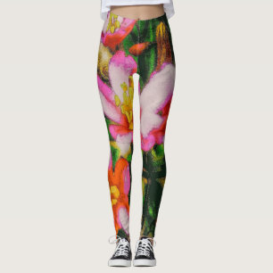Leggings Fleurs Éclaboussées de Rose