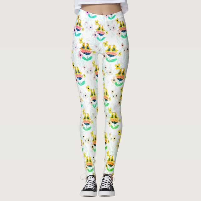 Leggings fleurs et oiseaux motif (Devant)