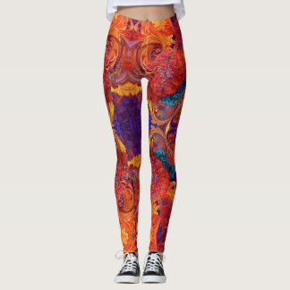 Leggings Fleurs et torsades colorées Peinture pour le desig
