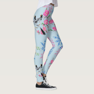 Leggings Fleurs florales Oiseaux naturels