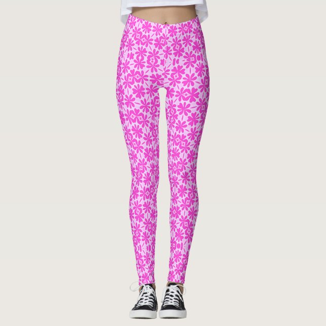 Leggings Fleurs Fuchsia (Devant)