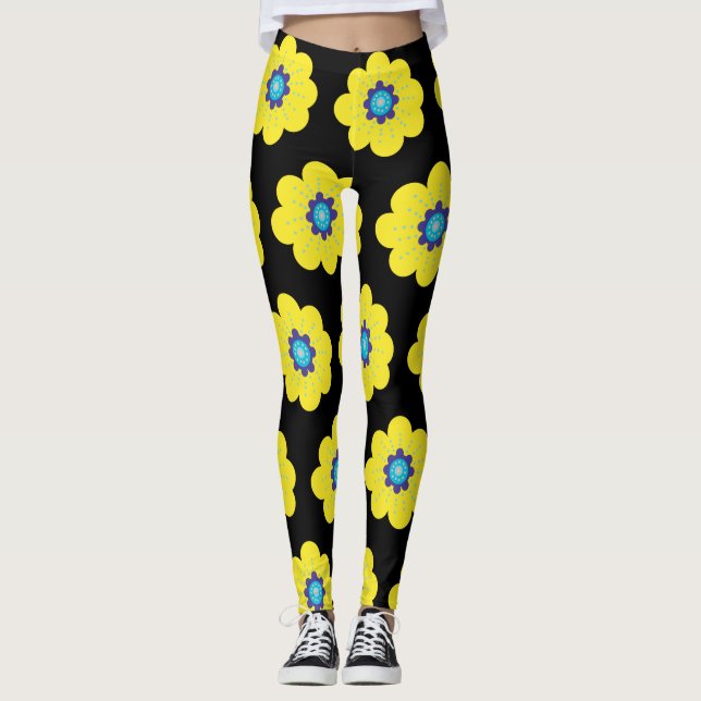 Leggings Fleurs jaunes  (Devant)