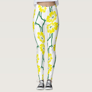 Leggings Fleurs Jaunes : Motif sans couture illustré