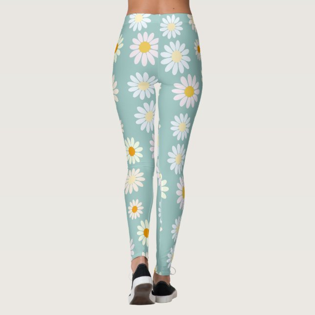 Leggings Fleurs marguerites Motif floral Fille pastel arc-e (Dos)