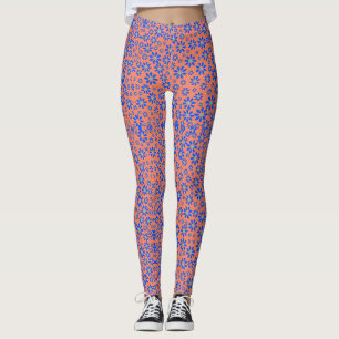 Leggings Fleurs minuscules Motif.Bleu 01.b Orange BG Leggin
