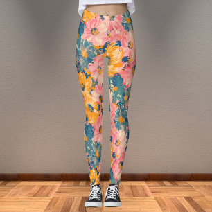 Leggings Fleurs modernes colorées Motif floral