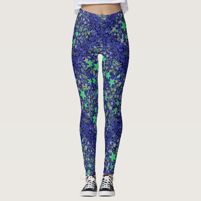 Leggings Fleurs motif 08.b Black BG (Devant)