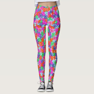 Leggings Fleurs multicolores Motif d'illustrations florales