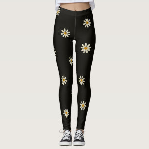 Leggings Fleurs noires et blanches