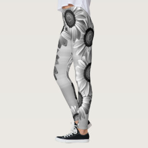 Leggings Fleurs noires et blanches