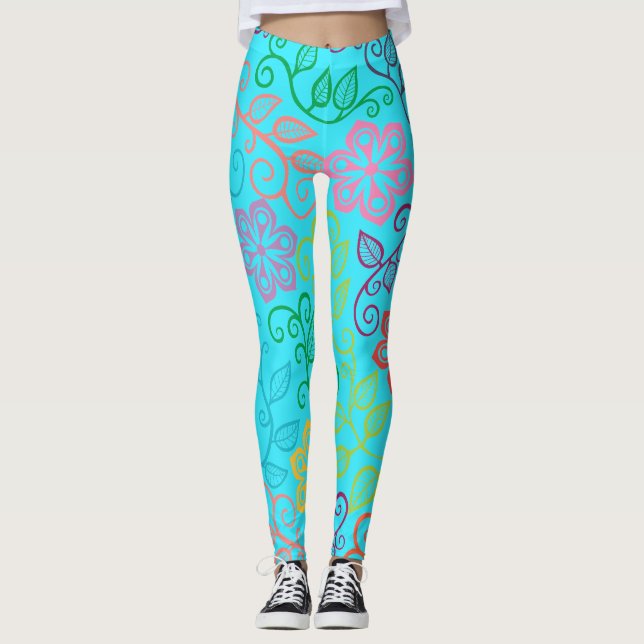 Leggings Fleurs Pastel (Devant)