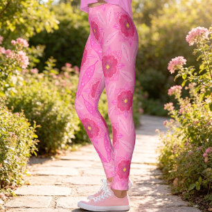 Leggings Fleurs peintes à la main rose