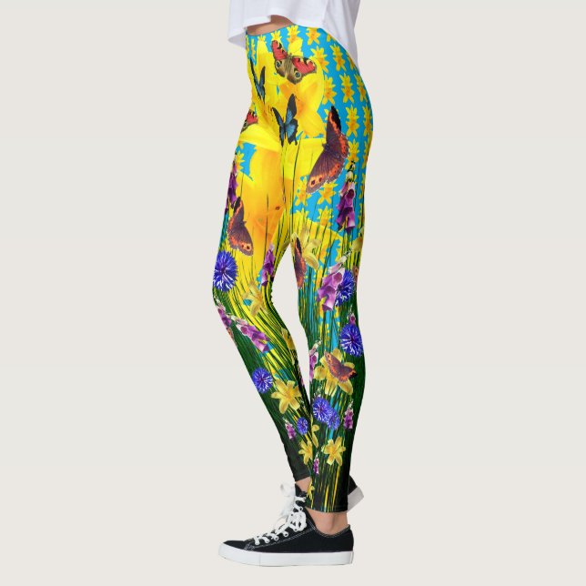 Leggings Fleurs printanières à papillon aromatiques (Gauche)