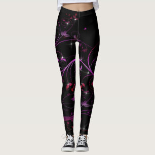 Leggings Fleurs roses chaudes