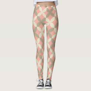 Leggings fleurs roses et motifs feuille gris