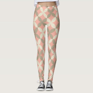 Leggings fleurs roses et motifs feuille gris