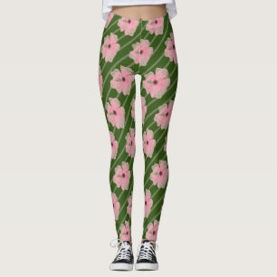 Leggings Fleurs Roses Et Rayures