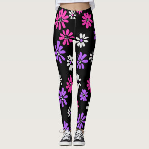 Leggings Fleurs Roses Et Violettes Très Vibrantes