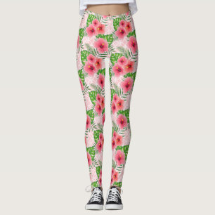 Leggings Fleurs roses tropicales