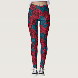 Leggings Fleurs rouges de waratah