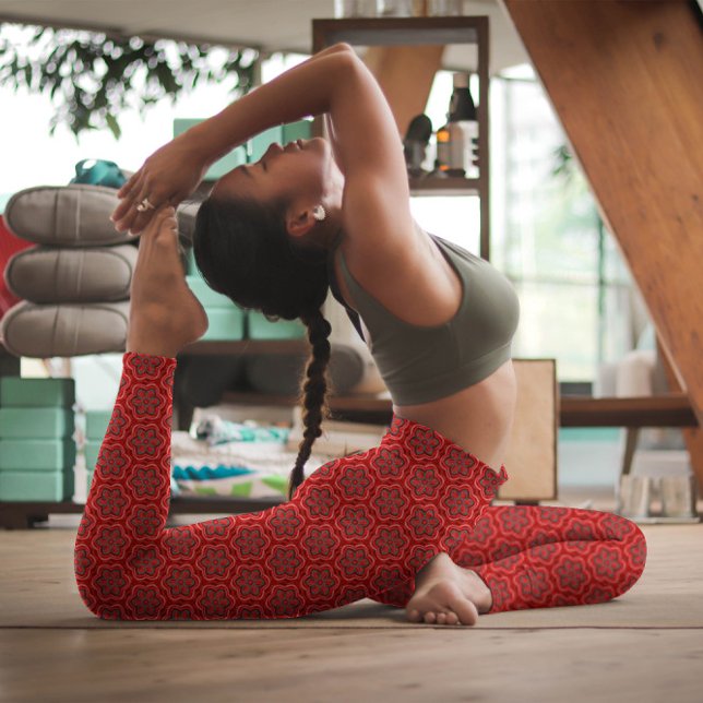 Leggings Fleurs rouges Gras Élégant Motif Floral Hype (Créateur téléchargé)