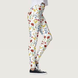 Leggings Fleurs sauvages élégants sur blanc