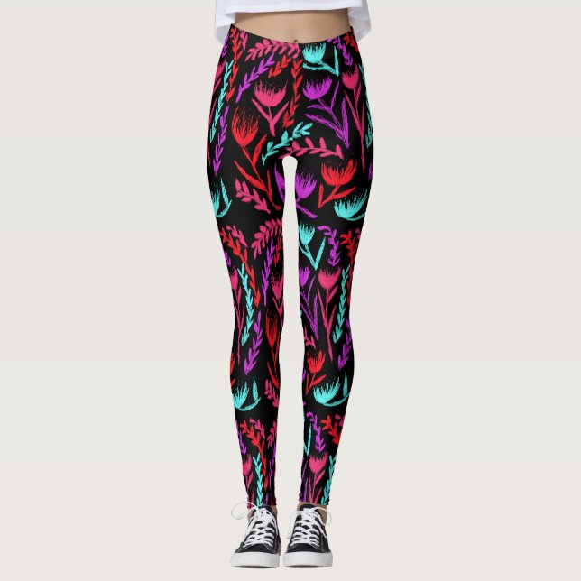 Leggings Fleurs sauvages en couleurs que POP! (Devant)