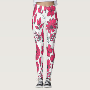 Leggings Fleurs sauvages rouges