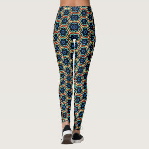 Leggings Fleurs simples bleues et jaunes