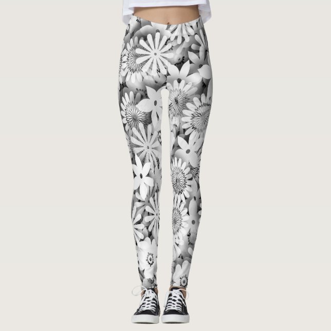 Leggings Fleurs super Jardin Monocrome (Devant)