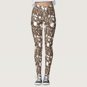 Leggings Fleurs sur net 01.bx4 BG Brown