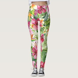 Leggings Fleurs tropicales et fleurs florales Feuilles hawa